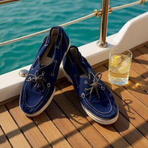 Polo by Ralph Lauren Men  Shoes Size 9.5 D Blue Boat Shoe Fabric Landon